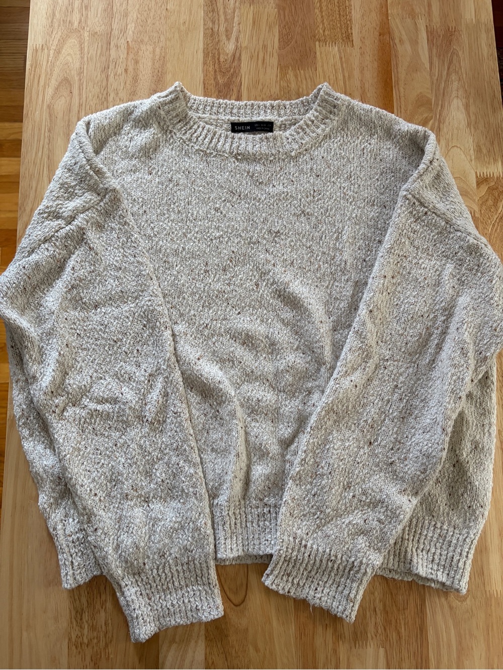SHEIN Neutral Oatmeal Crewneck Sweater